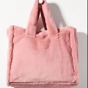 Anthropologie large faux fur tote bag